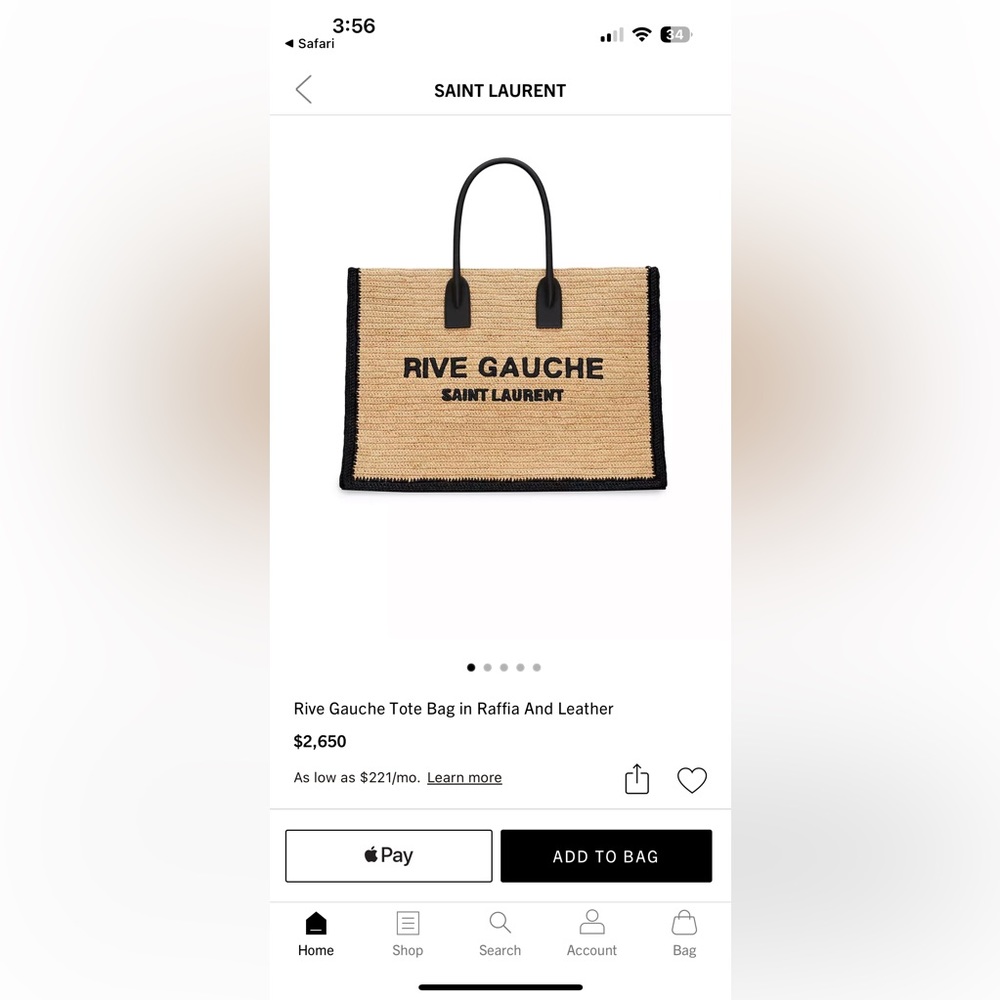 Saint Laurent Women’s Rive Gauche Raffia Tote Bag - Picture 6 of 7